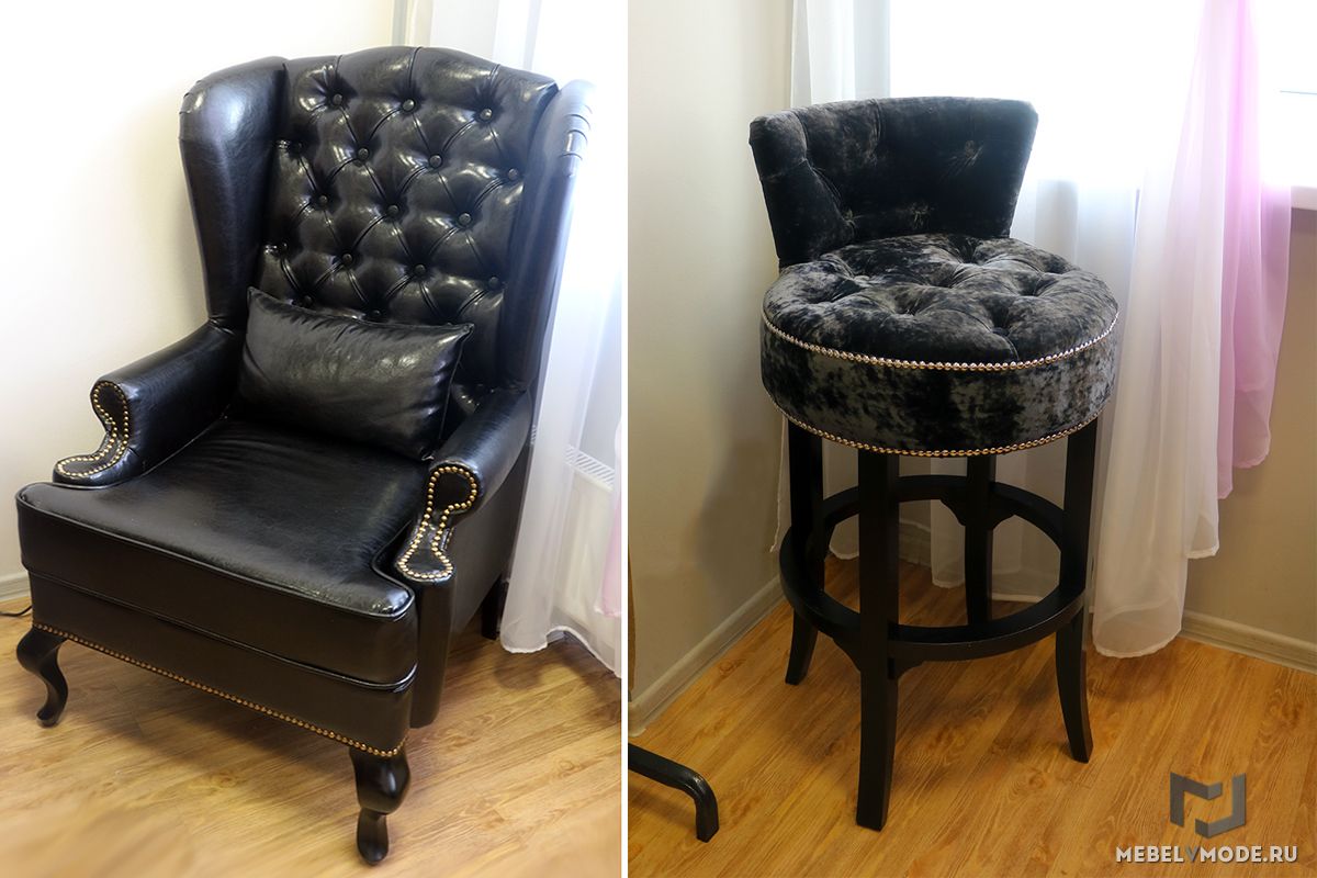 Кресло и барный стул с каретной стяжкой