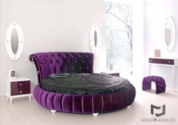 Круглая кровать Анисия, вариант исполнения в фиолетовом цвете